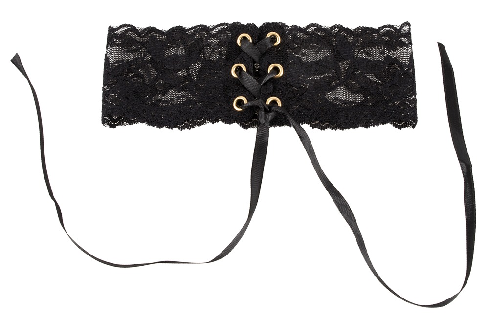 Spitzen-Halsband mit Satinschnürung