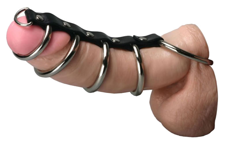 Penis Ring Set mit Lederschlaufe
