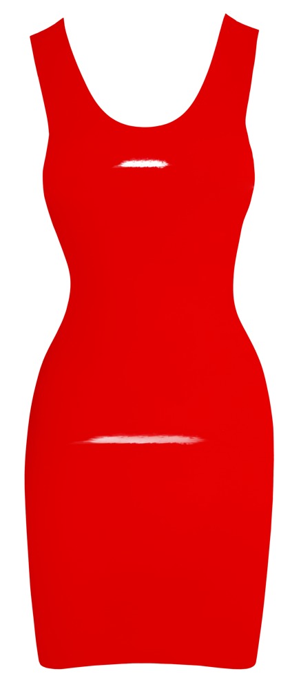Rotes Latex-Minidress mit rundem Ausschnitt – LATE X