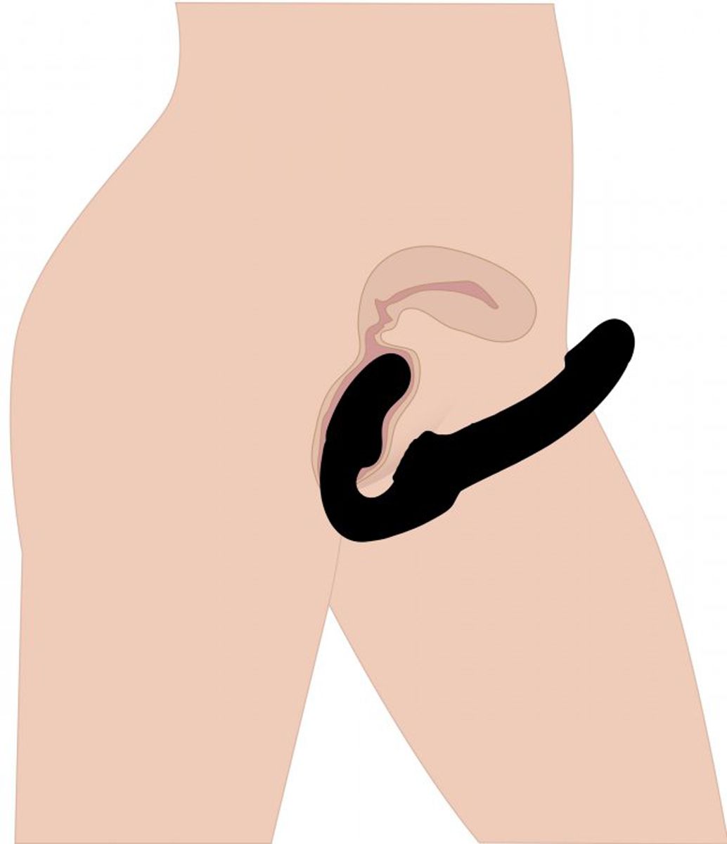 Halterloser Strap-on Revolver aus TPE – Schwarz, 25,4 cm